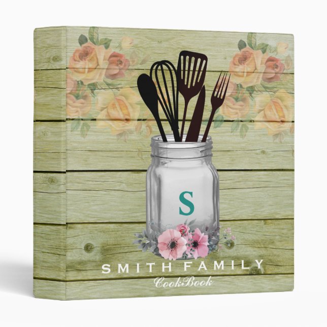 Personalized Mom's Family Recipe Cookbook 3 Ring Binder (Front/Spine)