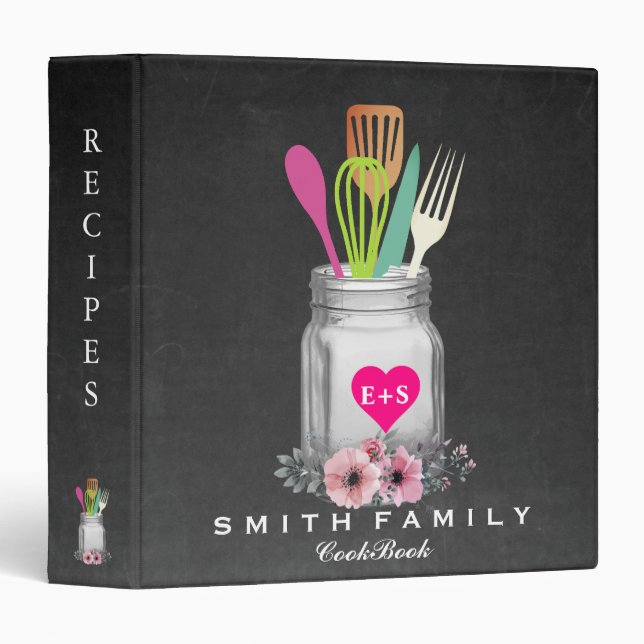 Personalized Mom's Family Recipe Cookbook 3 Ring Binder (Front/Spine)