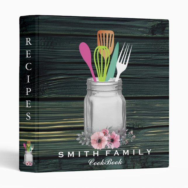 Personalized Mom's Family Recipe Cookbook  3 Ring Binder (Front/Spine)
