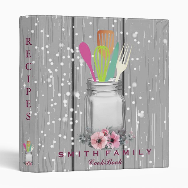 Personalized Mom's Family Recipe Cookbook 3 Ring Binder (Front/Spine)