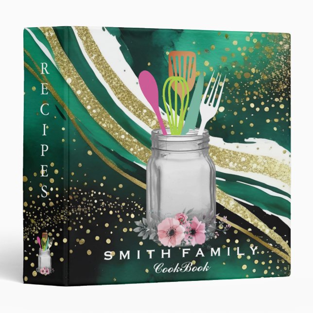 Personalized Mom's Family Recipe Cookbook 3 Ring Binder (Front/Spine)