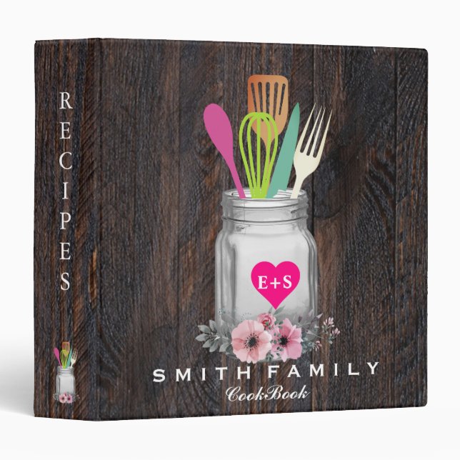 Personalized Mom's Family Recipe Cookbook 3 Ring Binder (Front/Spine)