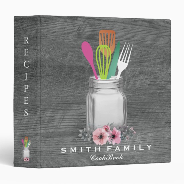 Personalized Mom's Family Recipe Cookbook  3 Ring Binder (Front/Spine)