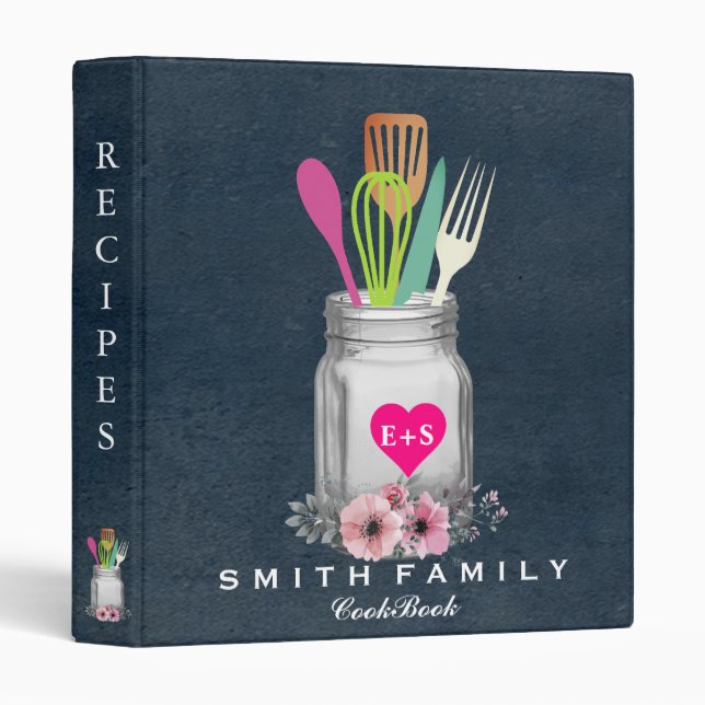 Personalized Mom's Family Recipe Cookbook 3 Ring Binder (Front/Spine)