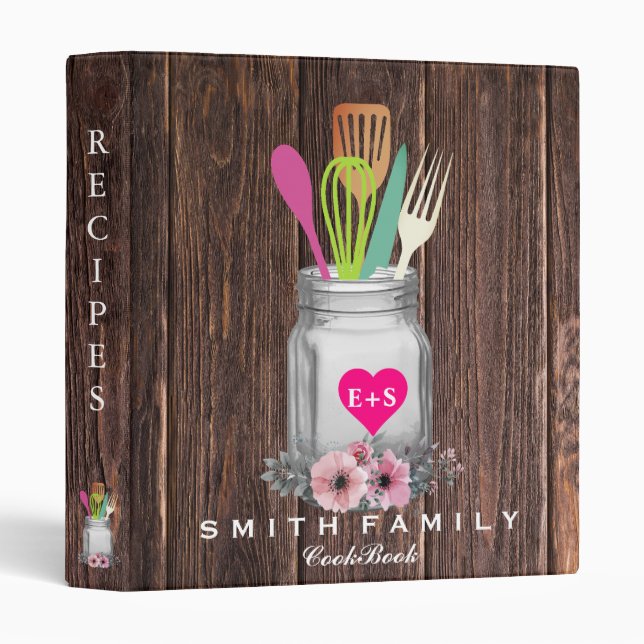 Personalized Mom's Family Recipe Cookbook 3 Ring Binder (Front/Spine)
