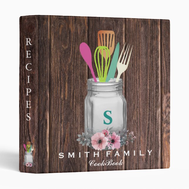 Personalized Mom's Family Recipe Cookbook 3 Ring Binder (Front/Spine)