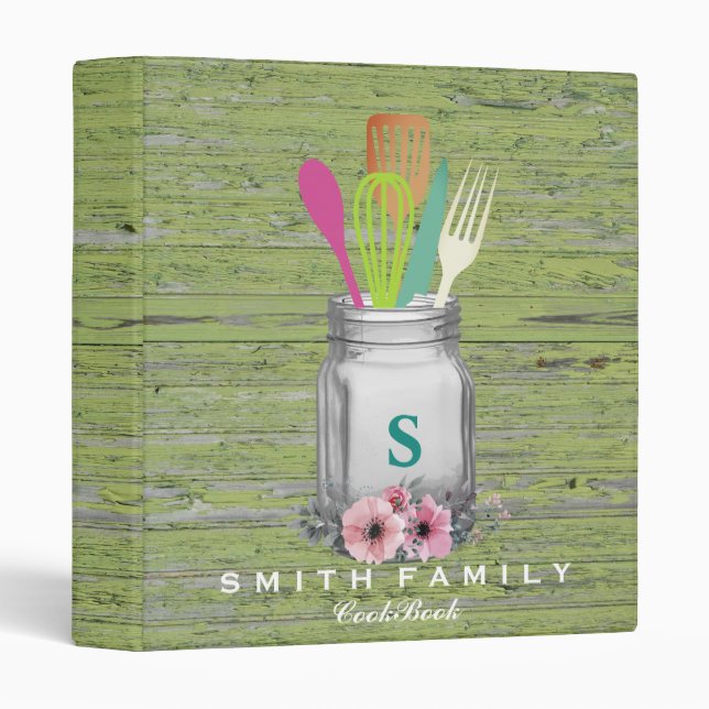 Personalized Mom's Family Recipe Cookbook 3 Ring Binder (Front/Spine)