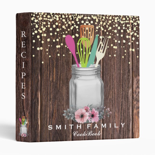 Personalized Mom's Family Recipe Cookbook 3 Ring Binder (Front/Spine)
