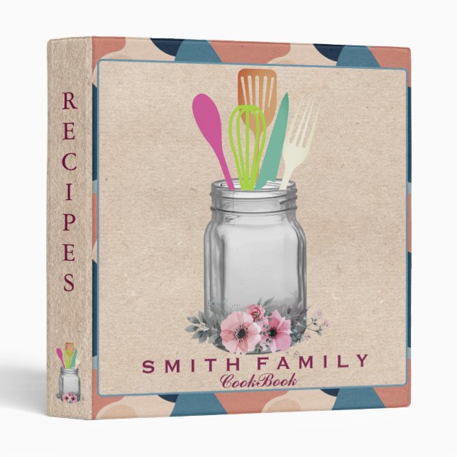 Personalized Mom's Family Recipe Cookbook 3 Ring Binder (Front/Spine)