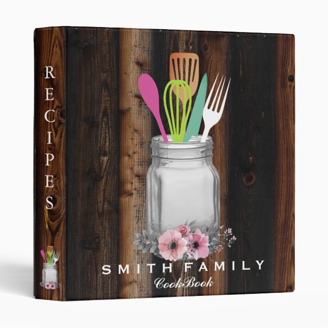 Personalized Mom's Family Recipe Cookbook  3 Ring Binder (Front/Spine)