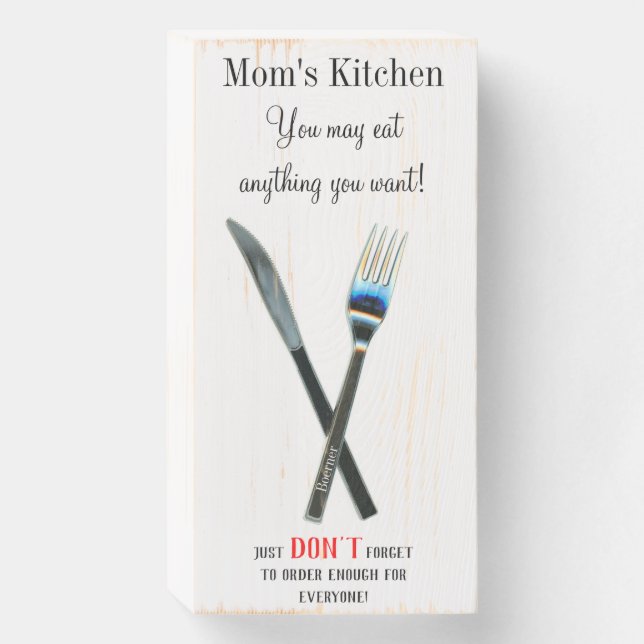 Personalized Mom's Kitchen Rules Dinner Wooden Box Sign (Front Vertical)