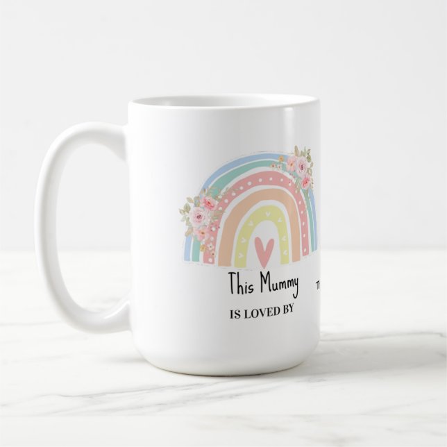 Personalized Mom's Rainbow & Floral Mug (Left)