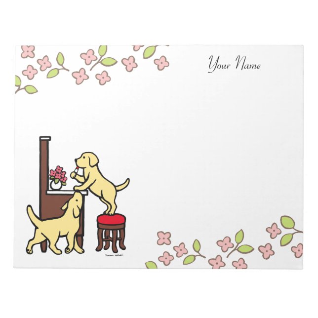 Personalized Mom's Yellow Lab Puppy Duo Notepad (Front)