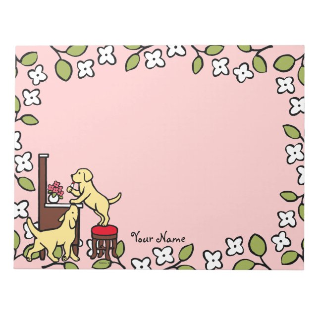 Personalized Mom's Yellow Lab Puppy Duo Notepad (Front)