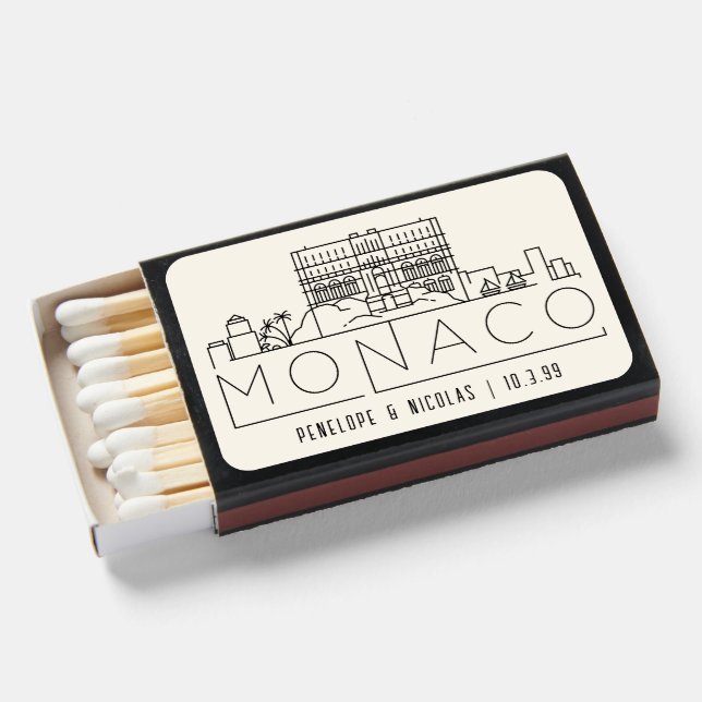 Personalized Monaco Wedding Favor Matchboxes (Front Open)
