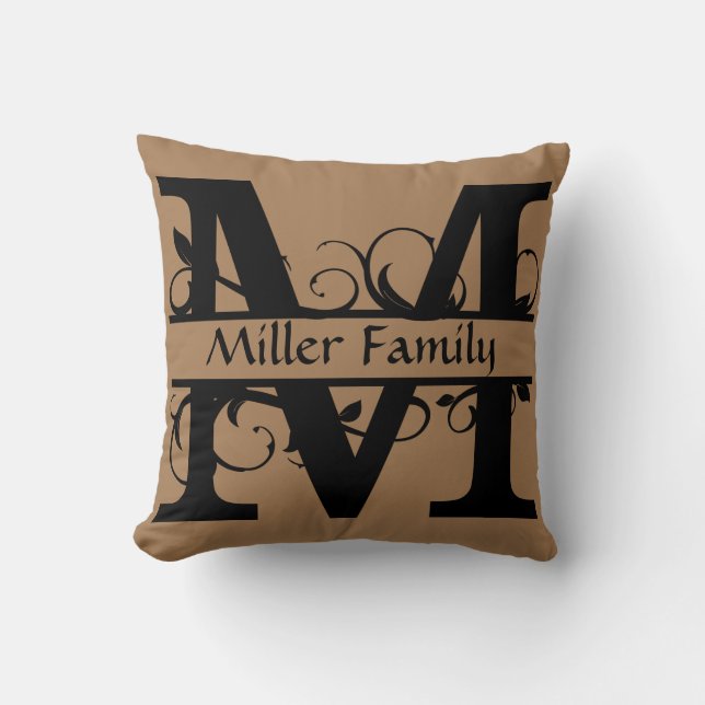 Personalized Monagram Initial Pillow, Letter M Throw Pillow (Front)
