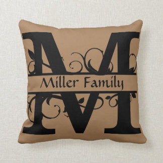 Personalized Monagram Initial Pillow, Letter M Throw Pillow