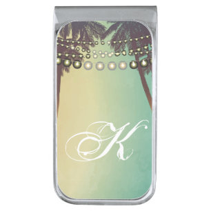 Personalized Money Clip Beach Sunset Palm Trees St