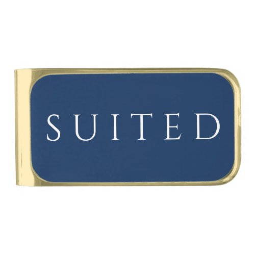 Personalized Money Clip _ Your Text Navy Gold