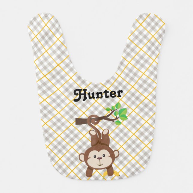 Personalized Monkey Baby Bib (Front)