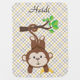Personalized Monkey Baby Blanket