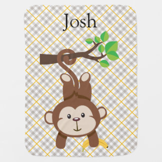 Personalized Monkey Baby Blanket