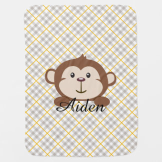 Personalized Monkey Baby Blanket
