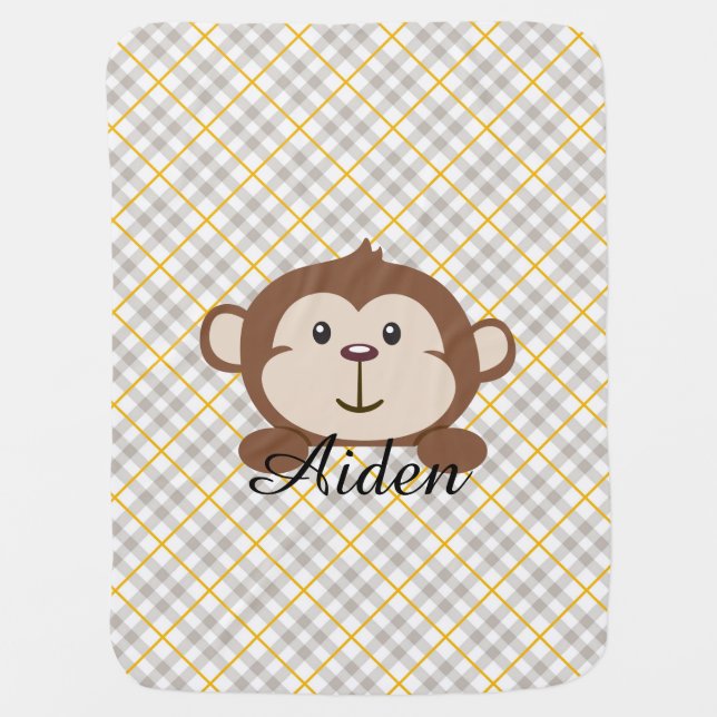 Personalized Monkey Baby Blanket (Front)
