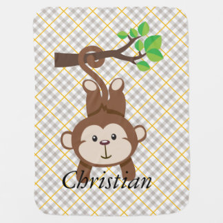 Personalized Monkey Baby Blanket