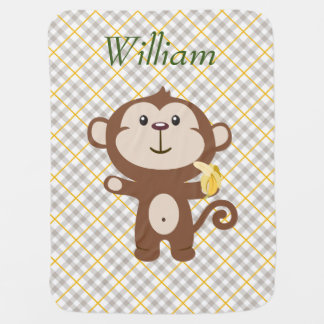 Personalized Monkey Baby Blanket