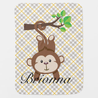 Personalized Monkey Baby Blanket