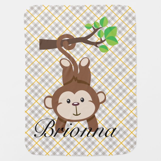 Personalized Monkey Baby Blanket (Front)