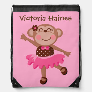 Personalized Monkey Ballerina Drawstring Bag