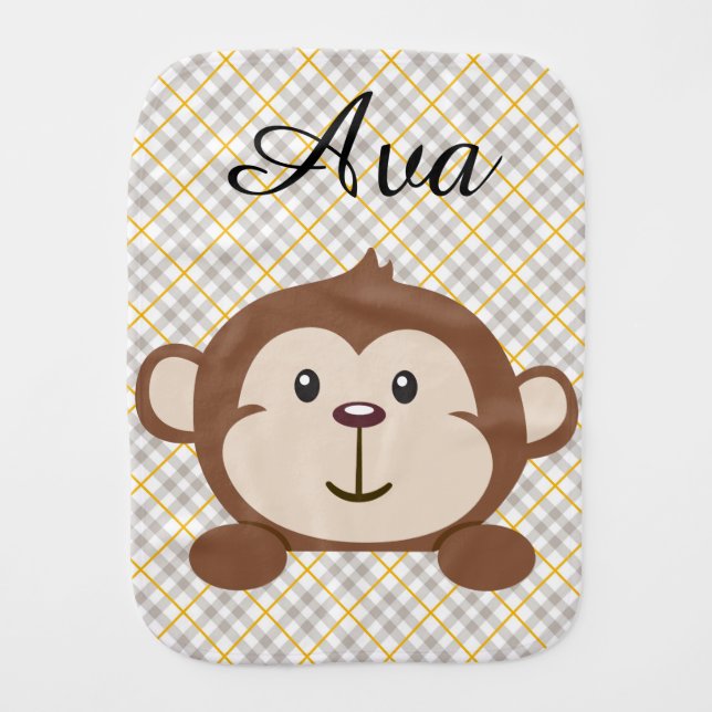 Personalized Monkey Burp Cloth (Front)