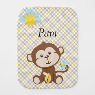Personalized Monkey Burp Cloth