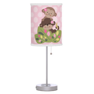 Personalized Monkey Girls Nursery Lamp