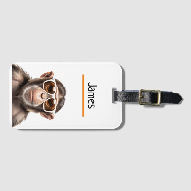Personalized Monkey Luggage Tag (Front Horizontal)