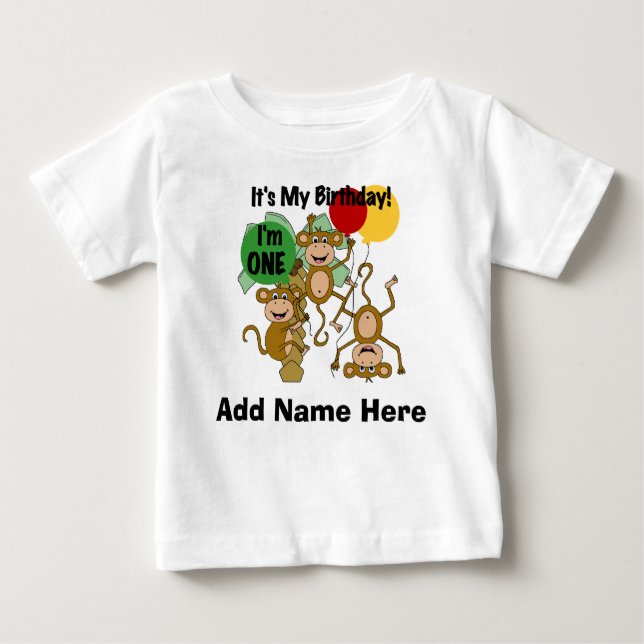Personalized Monkey Shine 1st Birthday Tshirt (Front)
