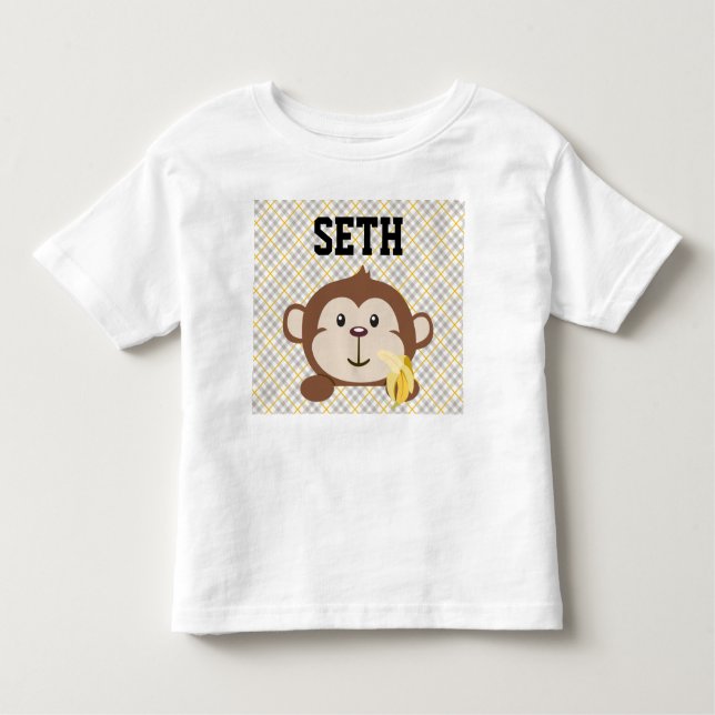 Personalized Monkey Toddler T-Shirt, White Toddler T-shirt (Front)