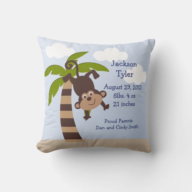 Personalized "Monkeying Around on Palm" Pillow (Front)