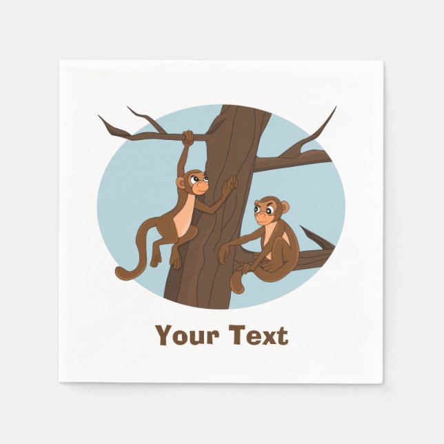 Personalized Monkeys climbing the tree cartoon Nap Napkins (Front)
