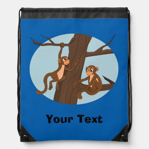 Personalized Monkeys climbing the tree Drawstring  Drawstring Bag