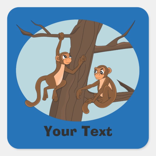 Personalized Monkeys climbing the tree Square Stic Sticker (Front)