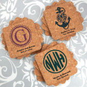 Personalized Monogram 4" Square Cork Coasters (Classic)