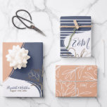 Personalized Monogram Abstract Floral Wedding Wrap Wrapping Paper Sheets<br><div class="desc">Personalized abstract floral engagement,  wedding or bridal shower wrapping paper with golden khaki flowers. Add your own text with easy to use Zazzle editing tool!  Modern design in neutral colours. PLEASE NOTE: The gold details are imitation. No actual foil used. Visit the shop to see all the collection.</div>