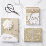 Personalized Monogram Abstract Floral Wedding Wrap Wrapping Paper Sheets<br><div class="desc">Personalized abstract floral engagement,  wedding or bridal shower wrapping paper with golden khaki flowers. Add your own text with easy to use Zazzle editing tool!  Modern design in neutral colours. PLEASE NOTE: The gold details are imitation. No actual foil used. Visit the shop to see all the collection.</div>