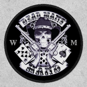 Personalized Monogram Aces And Eights Cowboy Skull Patch