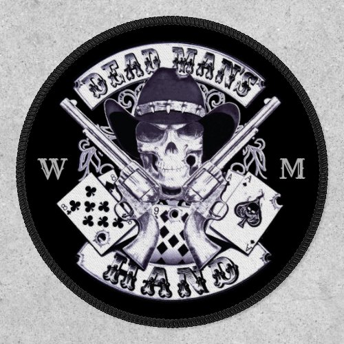 Personalized Monogram Aces And Eights Cowboy Skull Patch