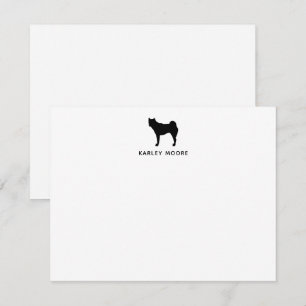 Personalized Monogram Akita Dog Black and White Note Card