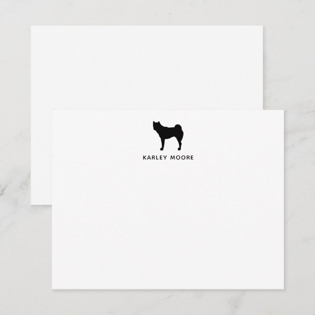 Personalized Monogram Akita Dog Black and White  Note Card (Front/Back)